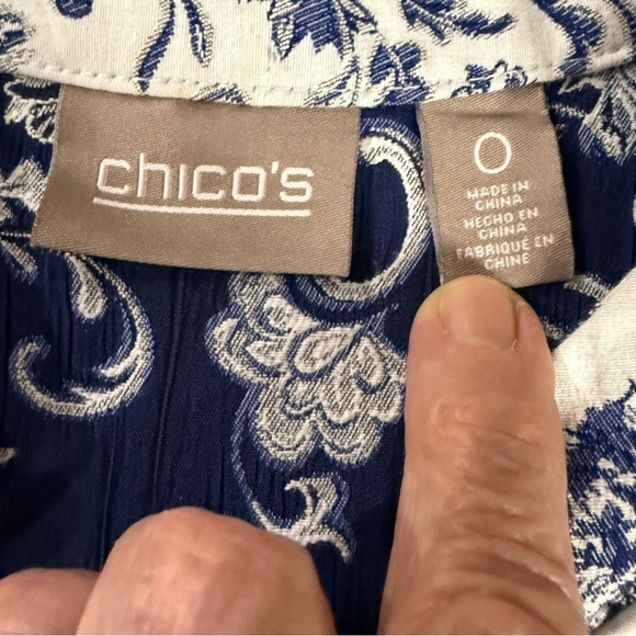 Chico’s Floral Jacket Open Front Paisley Blue White Women’s Sz Small (Chico’s 0) - Picture 11 of 13